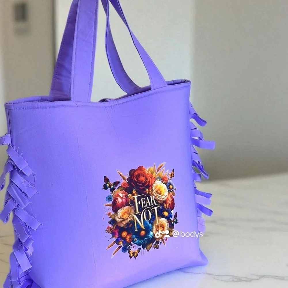 Vibrant Purple Tote with Floral Accent